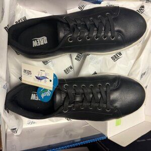 Drew Men"s Skate Orthotic Stretch Lacing Leather Sneaker- Black 8.5 W
